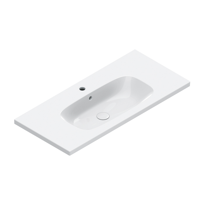 Раковины Раковина 100x46, с 1 отверстием под смеситель, покрытие Cataglaze+, цвет белый глянцевый 