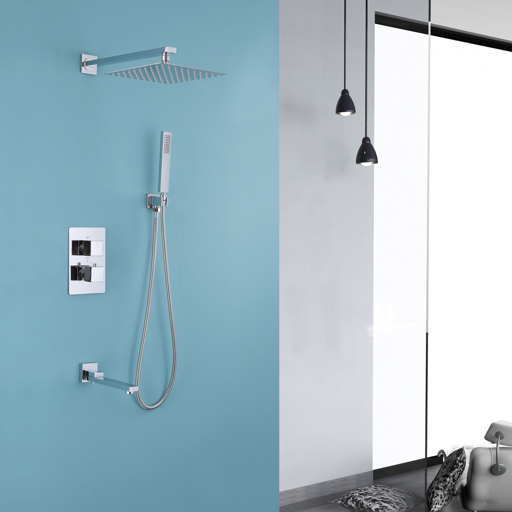 Душевая программа Душевая система скрытого монтажа с изливом, термостат, хром 