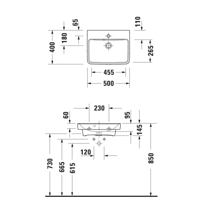 Раковины Раковина настенная керамическая 500х400мм, цвет белый 