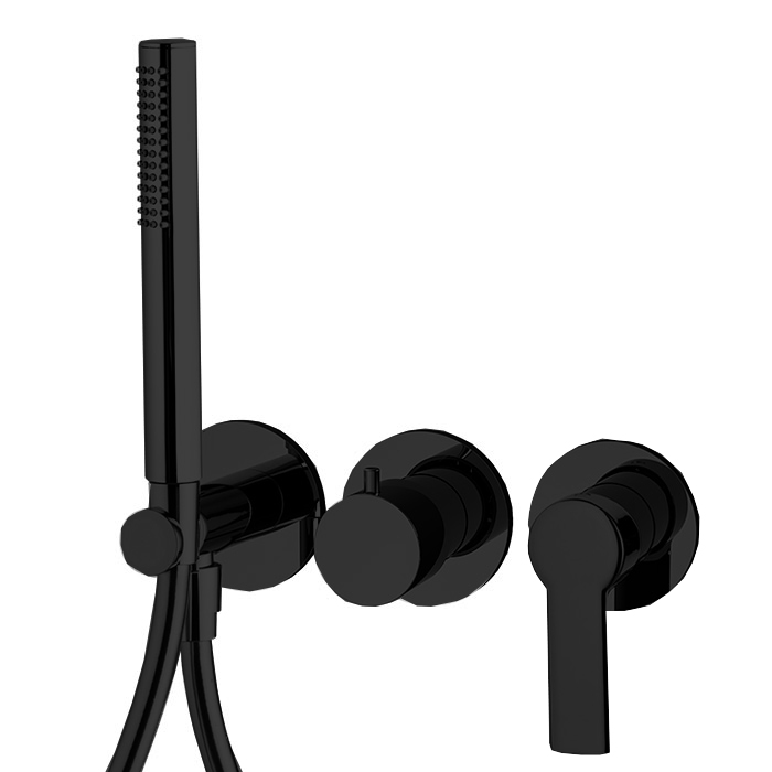 Смесители Смеситель для душа, встраиваемый, на 2 источника с ручным душем, цвет чёрный матовый 