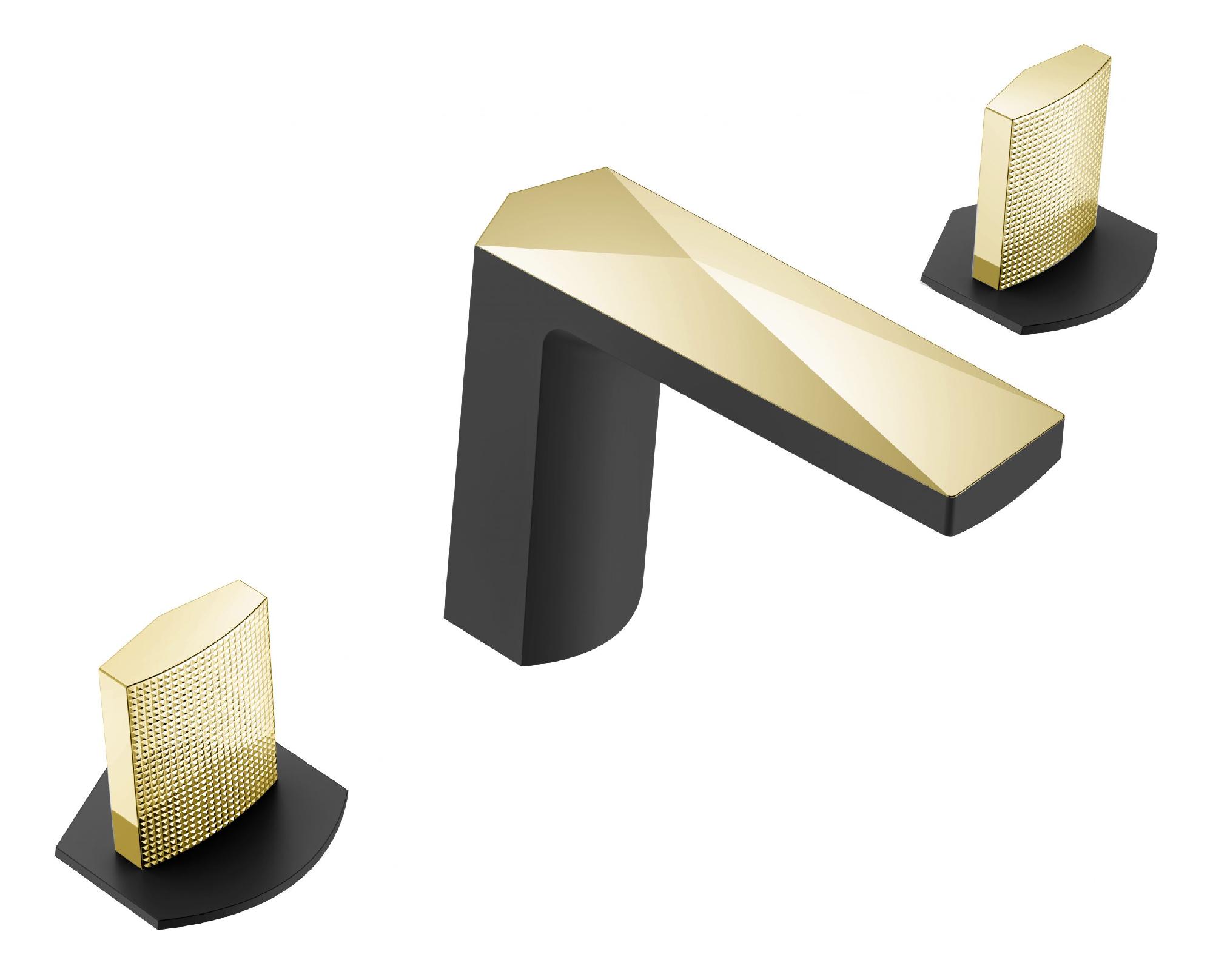 Смесители Смеситель врезной на 3 отверстия. черный-золото, ручка TOUCH 