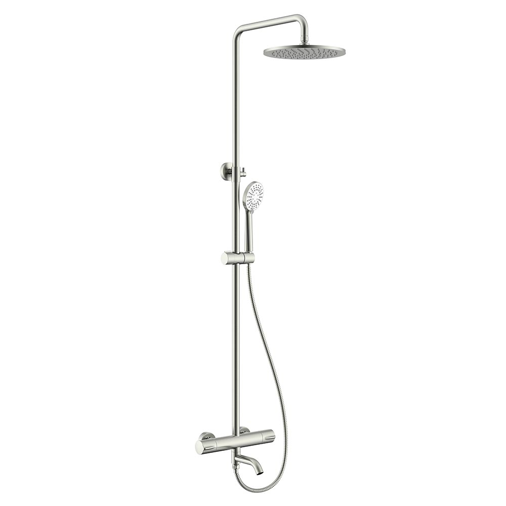 Душевая колонна термостатическая, с изливом, с ручным (ABS) и верхним душем (250 мм)