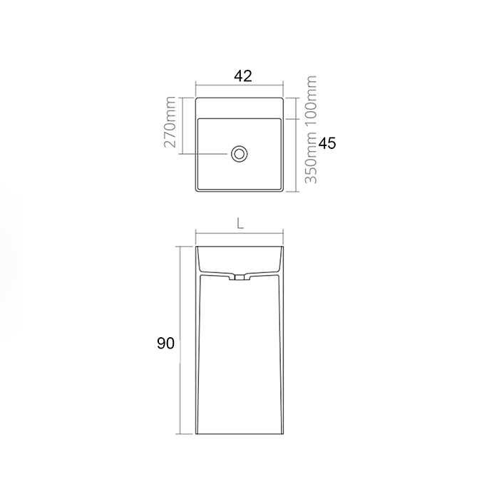 Раковины Раковина напольная 42x45xh90 см, материал: Solid Surface искуственный камень, цвет: White №18 
