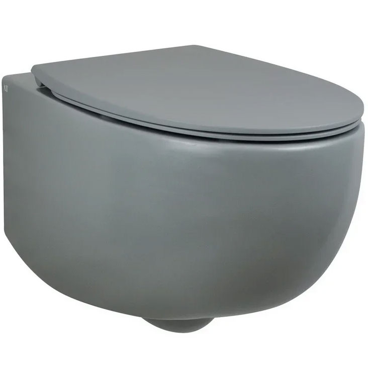Унитазы Унитаз подвесной серый матовый без сиденья 
