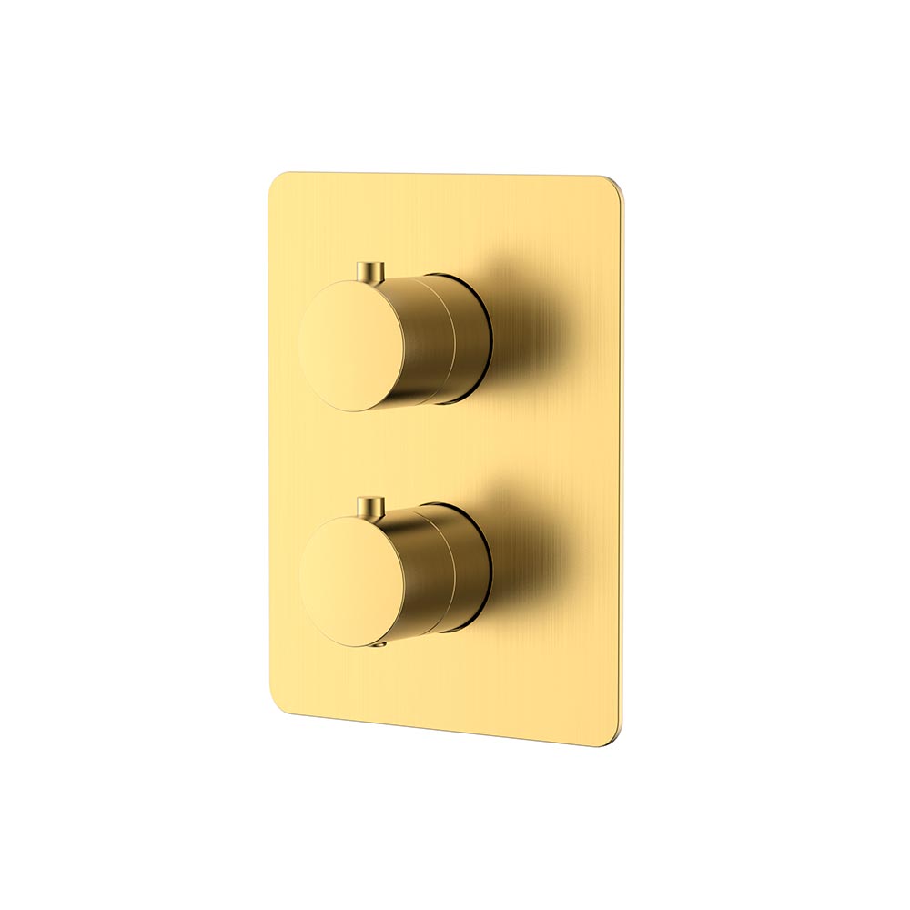 Термостатический встраиваемый смеситель для душа из стены на 2 потребителя BRUSH GOL