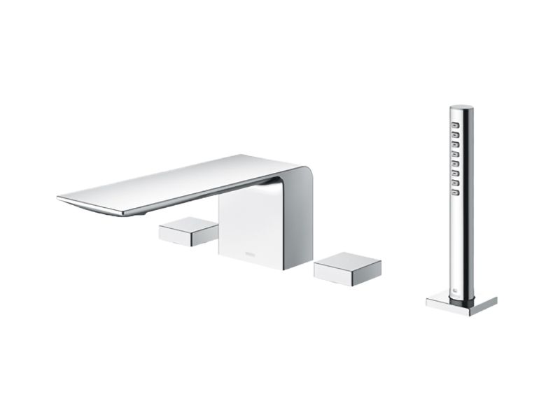 Смесители Смеситель для ванны в борт с изливом и ручным душем 