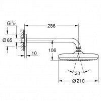 Душевая программа Tempesta 210 26412000 Настенный верхний душ с кронштейном (хром) 