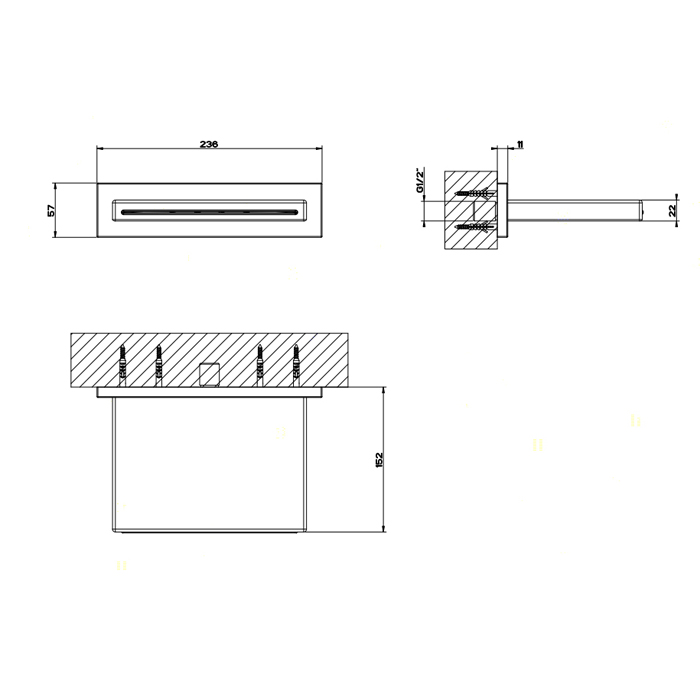 Комплектующие Каскадный излив для душа настенный, цвет шлифованная сталь 