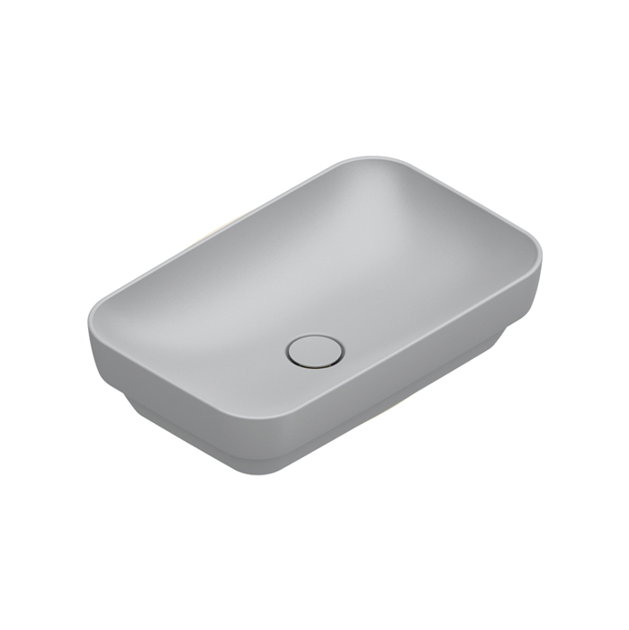 Раковины Раковина 60x38 h14 встраиваемая, без отверстий под смеситель, покрытие Cataglaze+, цвет Cemento Satinato 