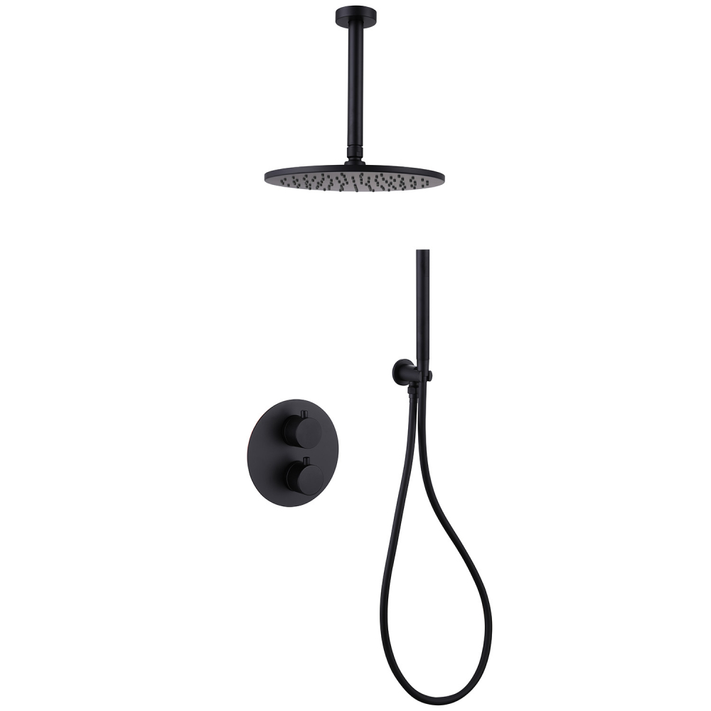 Душевая программа Душевая система скрытого монтажа без излива, черная матовая 