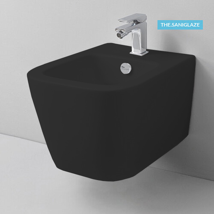 Биде подвесное 36х52 см, с 1 отв под смеситель, с креплениями, цвет черный матовый SANIGLAZE