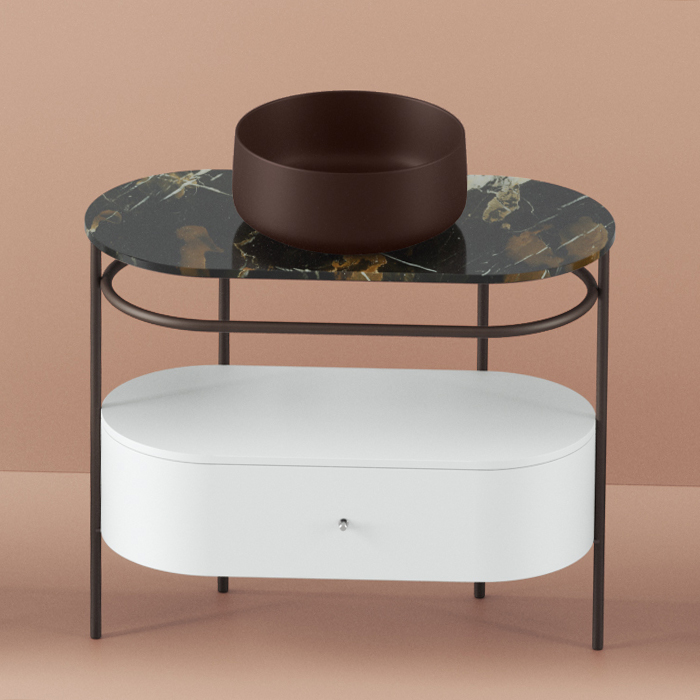 Раковины Раковина накладная , 42 см, без отв под смеситель, без слив-перелива, цвет marrone cocoa 