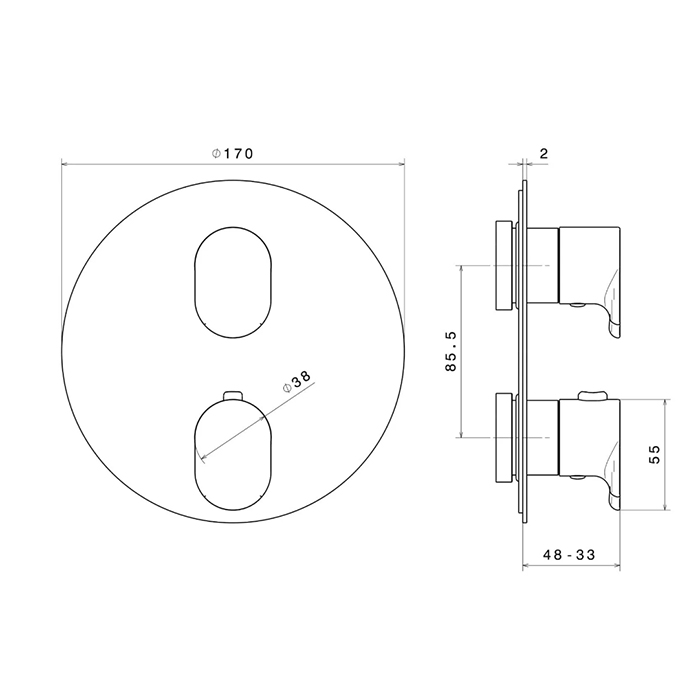 Смесители Встраиваемый термостатический смеситель для душа с регулировкой температуры, цвет хром 