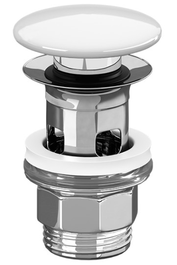 Комплектующие Донный клапан для раковины, нажимной, с белой керамической крышкой 