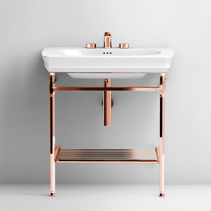 Мебель для ванной Металическая структура Quadra 55х44хh80,5см для раковины 68, полка сетка, цвет розовое золото 