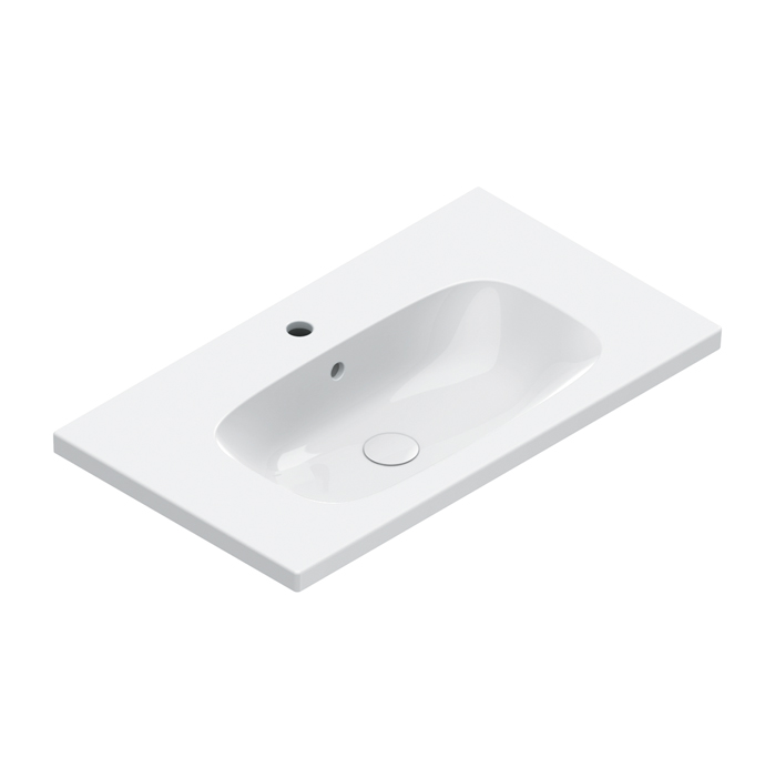 Раковины Раковина 80x46, с 1 отверстием под смеситель, покрытие Cataglaze+, цвет белый глянцевый 