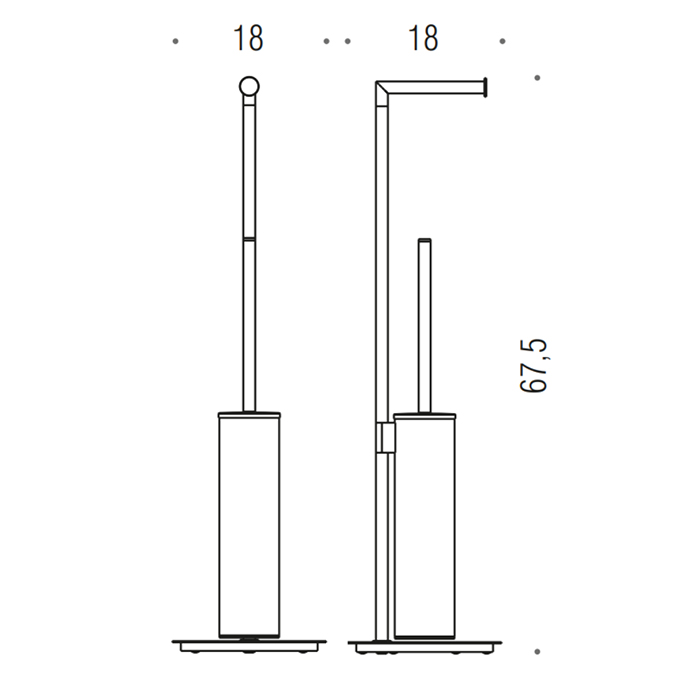 Аксессуары для ванной Стойка напольная с держателем туалетной бумаги, ерш H61,5cм D18cм, цвет PVD золото матовое 
