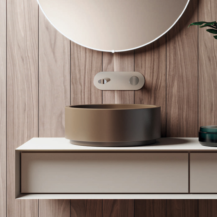 Раковина накладная круглая 40хH15 см, без отверстий под смеситель, цвет: bruno matte