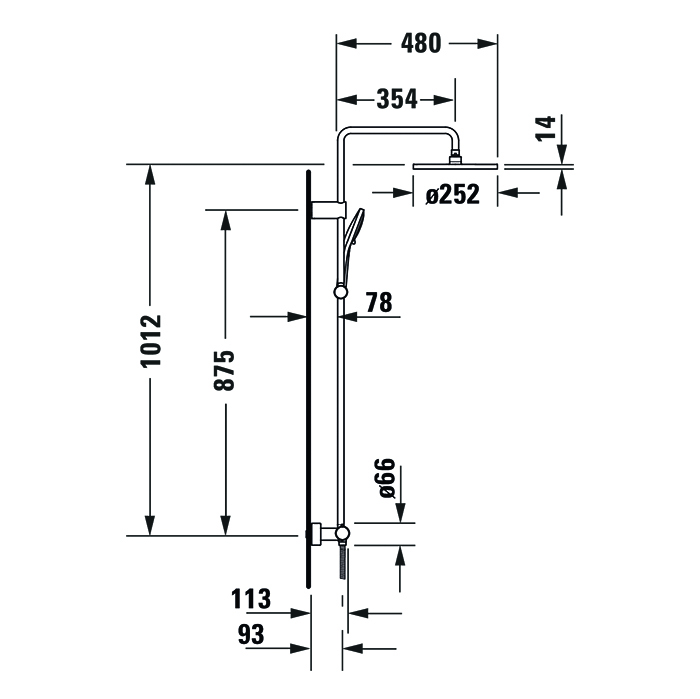 Душевая программа Душевая система с термостатом, ручной душ, душевой шланг 1600 мм, ручной душ 3 режима 110 мм, черный матовый 