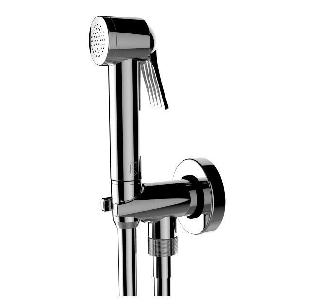 Душевая программа Комплект гигиенический: лейка из ABS пластика, держатель со встроенным блокиратором, шланг Cromolux 1250 мм, хром 