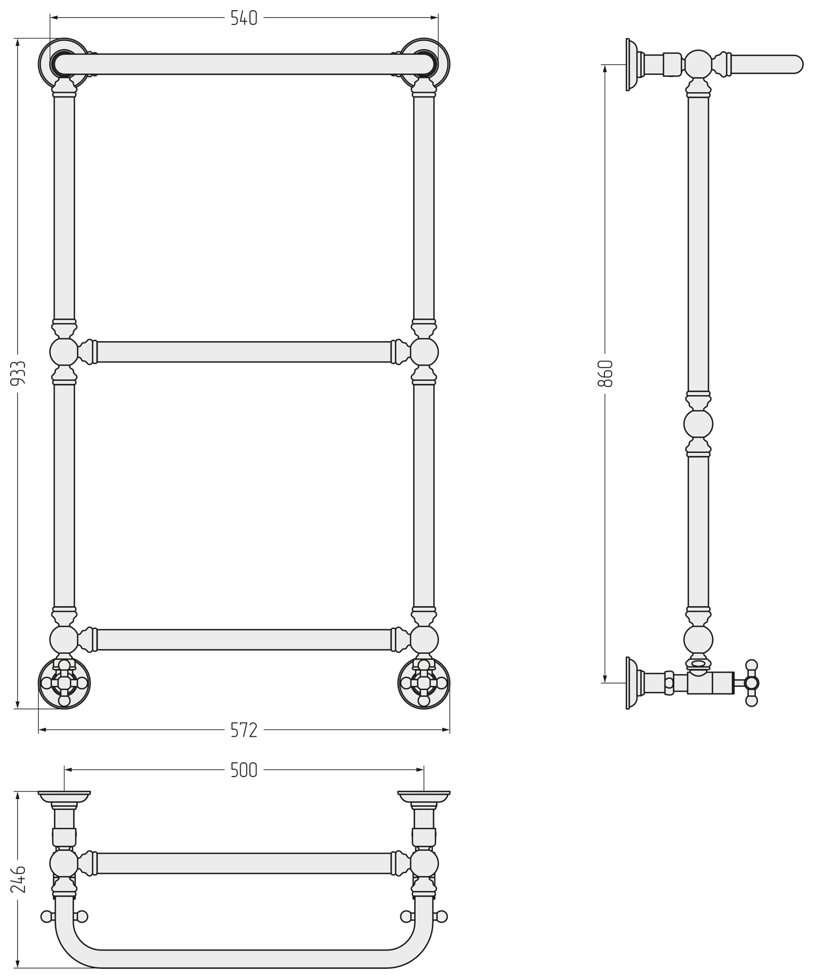 Полотенцесушители 1386 Полотенцесушитель 860х500 (Матовый чёрный) 