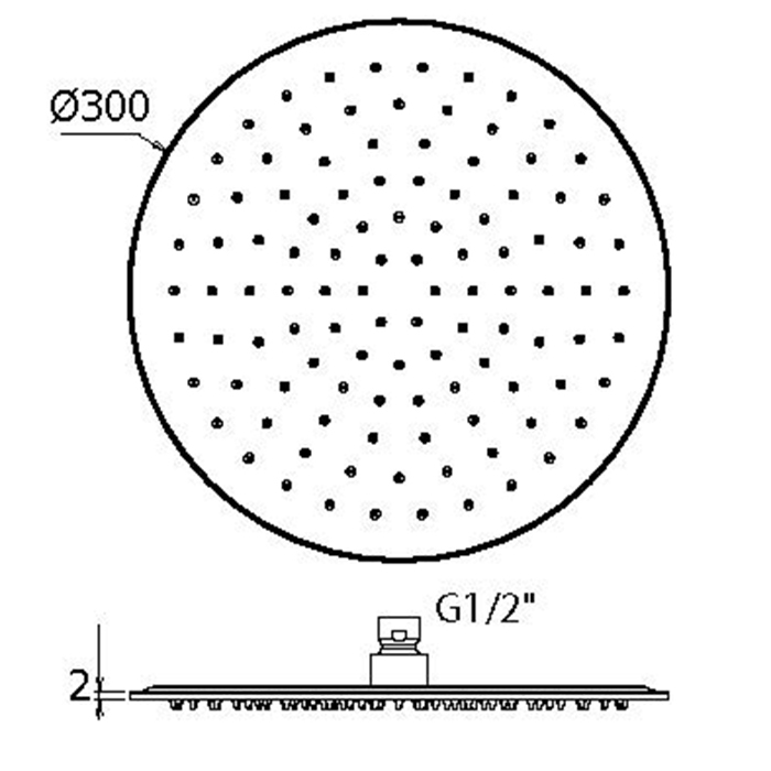 Душевая программа Верхний душ d300 из нержавеющей стали, встроенный клапан безопасности, поворотное крепление, антикальций, 2мм, хром 