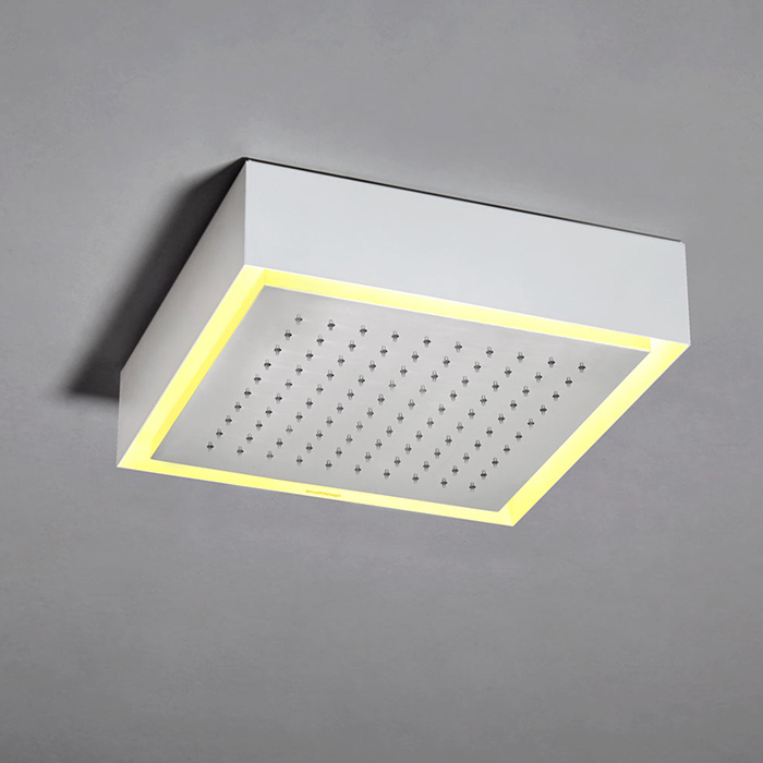 Внешний верхний душ, 35х35см, с подсветкой, цвет: белый