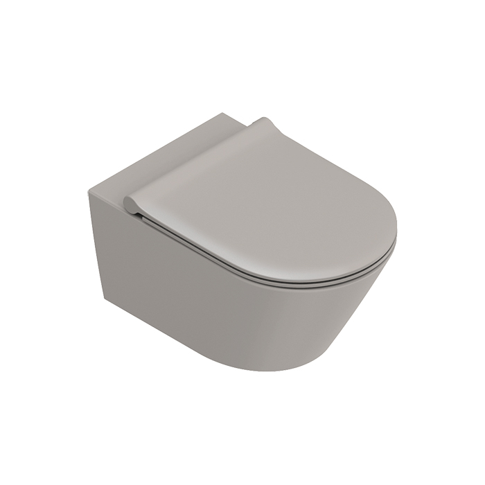 Унитаз подвесной 55x35, безободковый, смыв Tornado, покрытие Twinglaze+, без крепежа, цвет Tortora Satinato