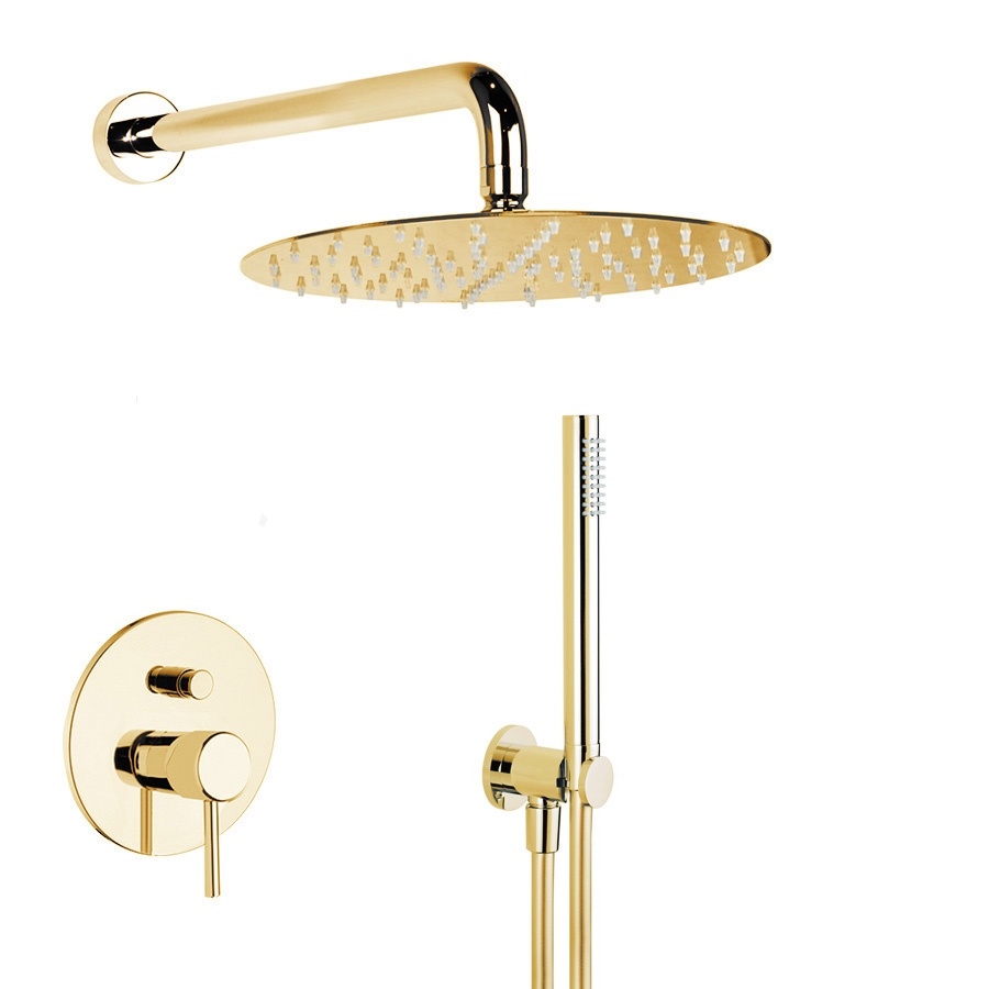 Душевая система - комплект со смесителем, золото