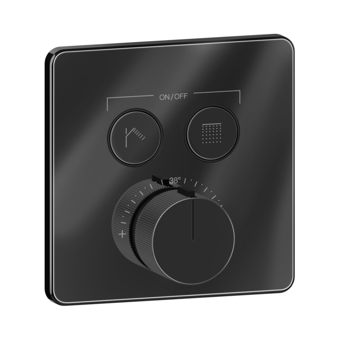 Смесители Смеситель настенный встраиваемый, термостатический, с 2 запорными кнопками, цвет Black Metal PVD 