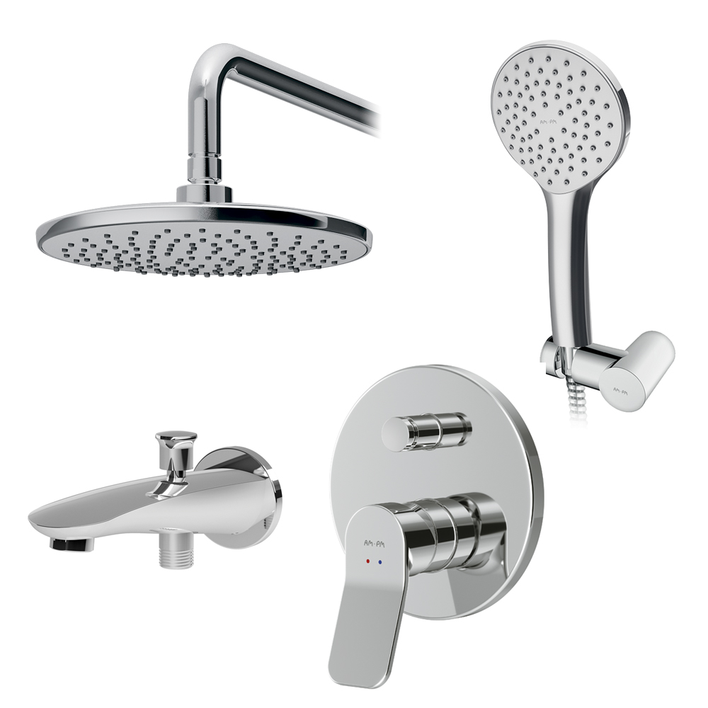 Душевая программа Набор: смеситель для верхнего душа, верхний душ 220 мм, держатель для верхнего душа, душевой набор 