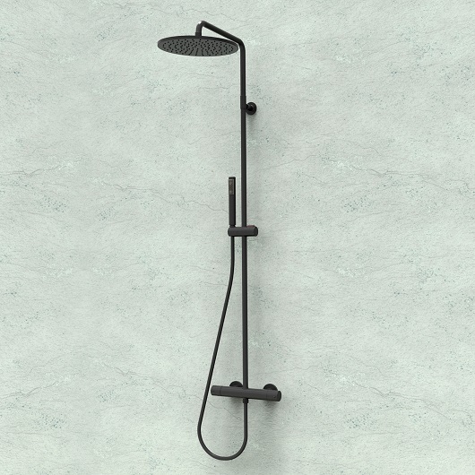 Душевая программа Душевая стойка с термостатическим смесителем, цвет черный матовый 
