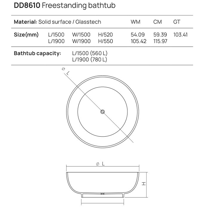 Ванны Round Ванна отдельностоящая 150x150xh52 см, материал: Glasstech прозрачная смола, цвет: brown copper 