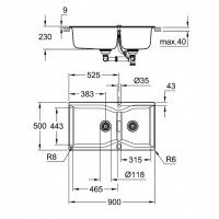 Раковины K700 31658AT0 Мойка для кухни 900*500 мм (серый гранит) 