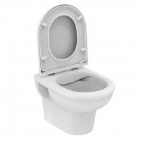 Унитазы EXACTO Подвесной безободковый унитаз с крышкой микролифт, белый 
