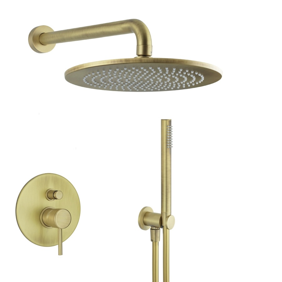 Душевая система - комплект со смесителем, бронза матовая