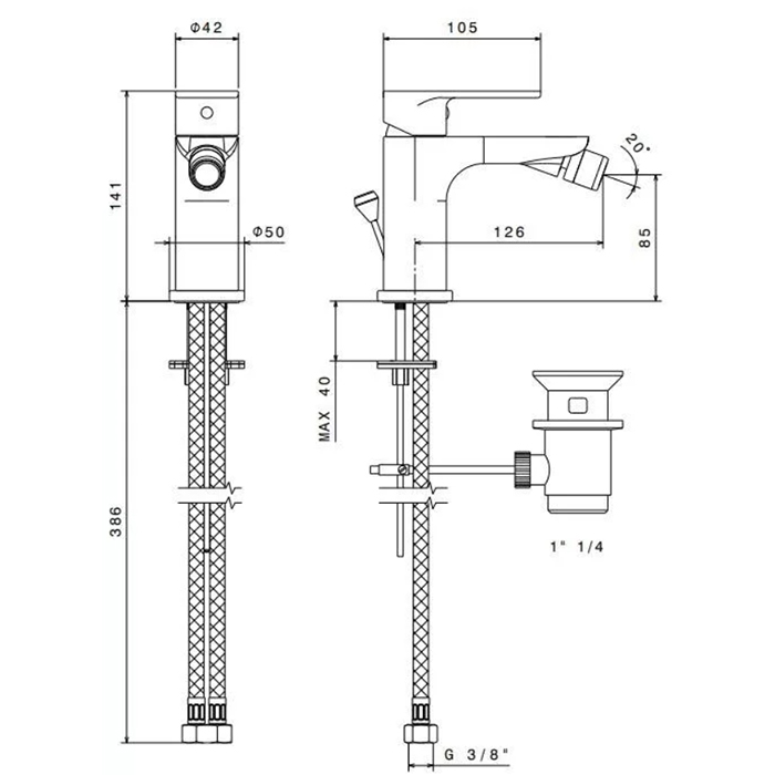 Смесители Смеситель для биде однорычажный с донным клапаном, цвет хром 
