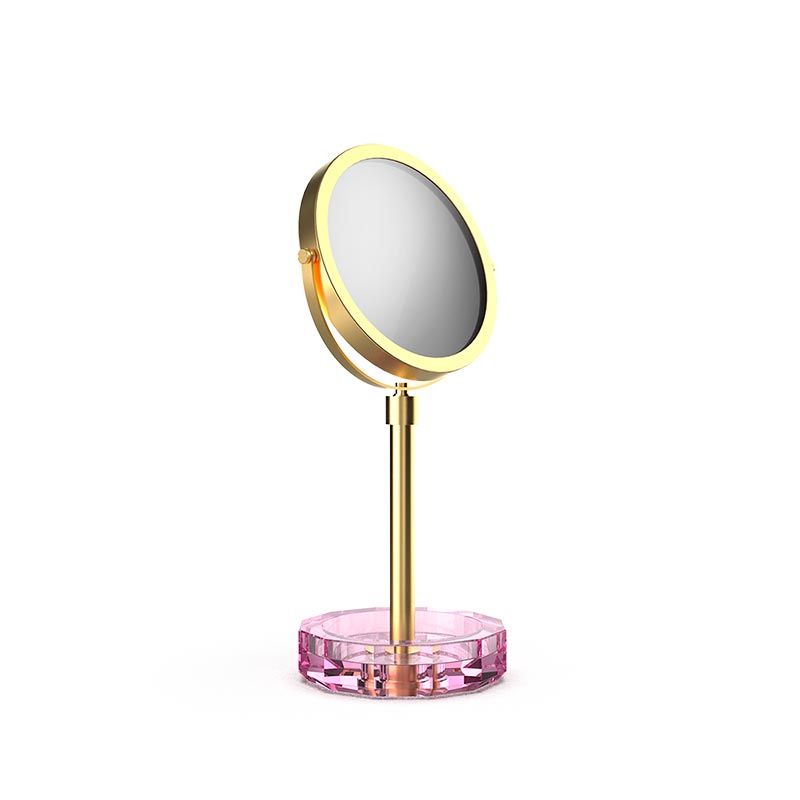 Зеркало косметическое Розовый / Золото матовое