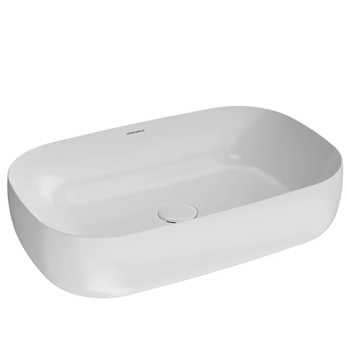 Раковины Раковина накладная 64,5x41x14,5 см, без отверстий под смеситель, без перелива, белая глянцевая 