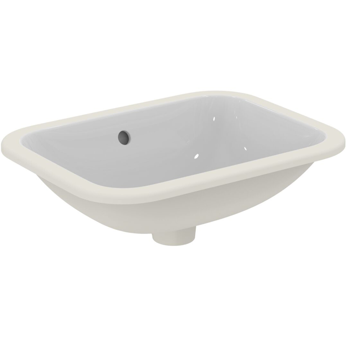 Раковины Раковина 500х380 мм, прямоугольная, встраиваемая снизу без отверстий под смеситель, с крепежом, цвет белый глянец 