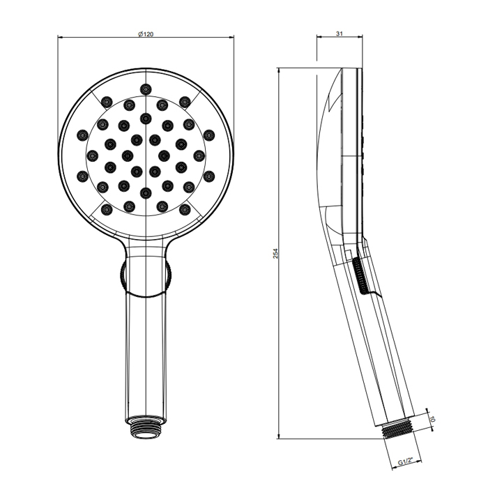 Комплектующие Ручной душ, 3 режима, с защитой от накипи, цвет черный матовый 