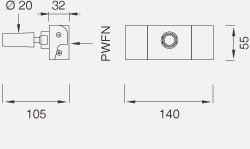Смесители Настенный двухрычажный смеситель с настраиваемым краном. Длина 105 мм NEU15 