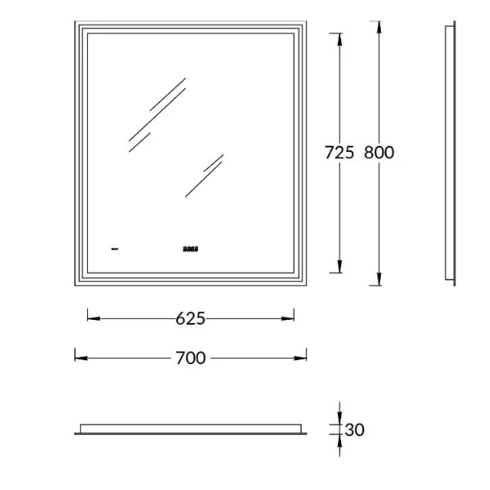 Мебель для ванной Зеркало c LED 70 с подсветкой, с функцией антизапотевание, белый глянцевый 