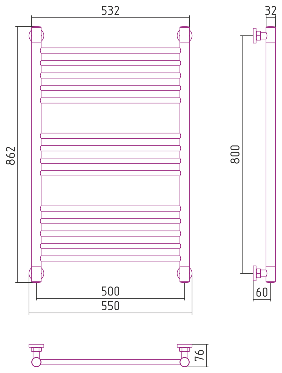 Полотенцесушители Дизайн-радиатор 800х500 
