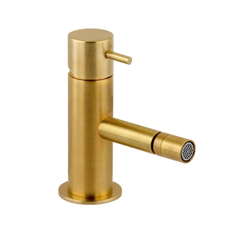 Однорычажный смеситель для биде с донным клапаном, цвет зачищенное золото