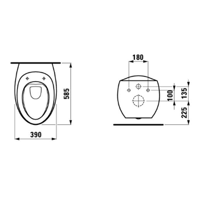 Унитазы Унитаз подвесной 585х390х355мм, безободковый, с покр. LLC, цвет белый 