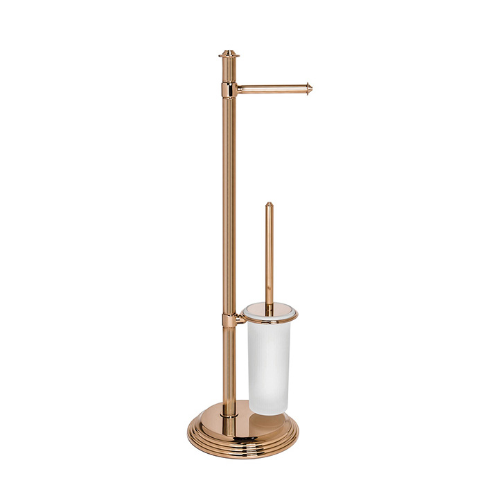 Стойка с ёршиком, держатель для туалетной бумаги., напольная, h:73,1 см, цвет античная бронза