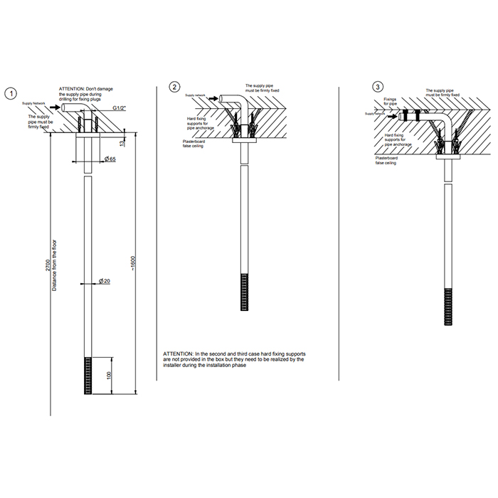 Комплектующие GESSI 316 Излив потолочный с удаленным управлением (не входит в комплект), цвет: brushed black metal pvd 