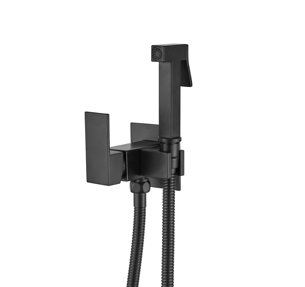 Душевая программа Комплект гигиенического душа ARES со смесителем на холодную и горячую воду, цвет черный матовый 
