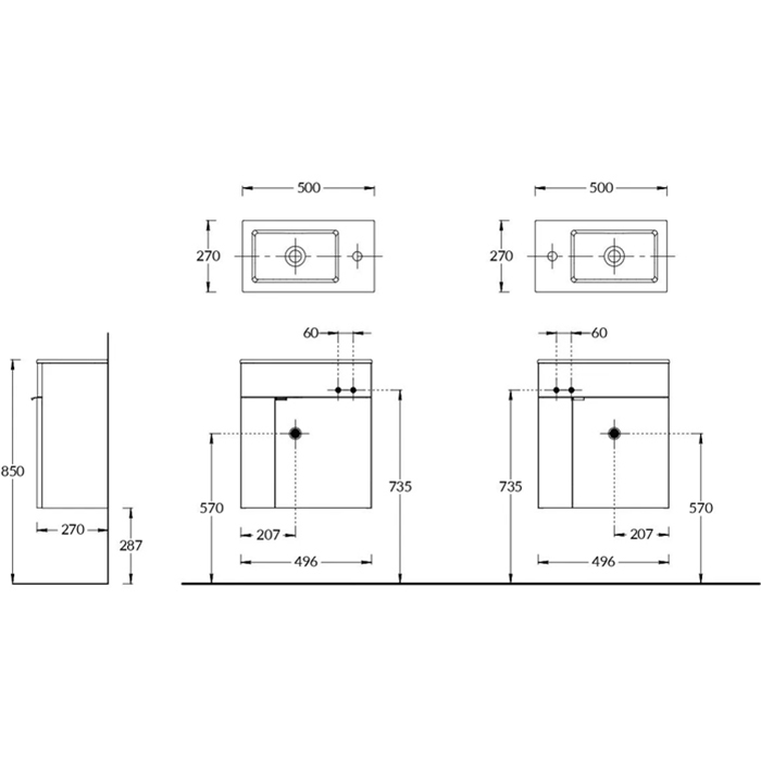 Раковины Раковина встраиваемая сверху 50x27x14,9 см, с 1 отверстием под смеситель, без перелива, белая глянцевая 